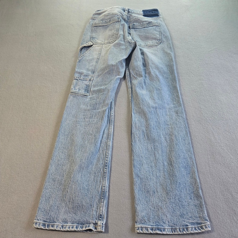 Cleo + Wolf Carpenter Jeans Women 28 Light Wash High Rise Straight Utility Denim - Picture 3 of 10